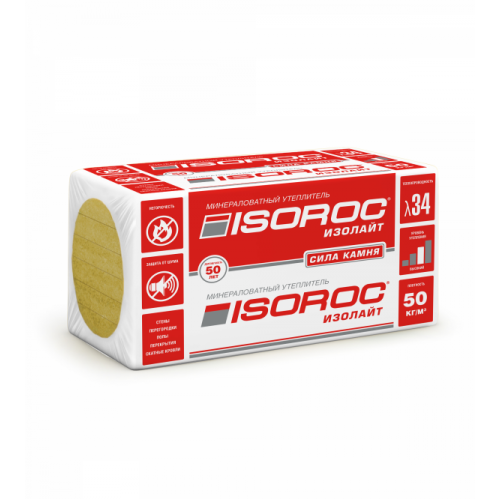 Утеплитель Isoroc Изолайт 50 кг/м3 1000х600х50 мм 